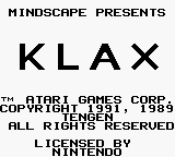 Klax title screen for GameBoy